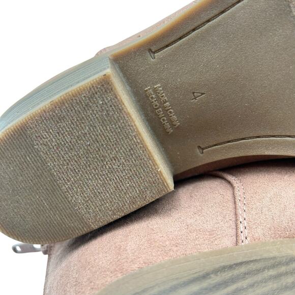 Old Navy Girls Tan Suede‎ Rear Zip Stacked Block Heel Ankle Booties Size 4 - Picture 11 of 12